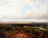 A Panoramic View Of Haaelem With Figures On A Track In Kraantje Lek In The Foreground by Pieter Lodewijk Francisco Kluyver